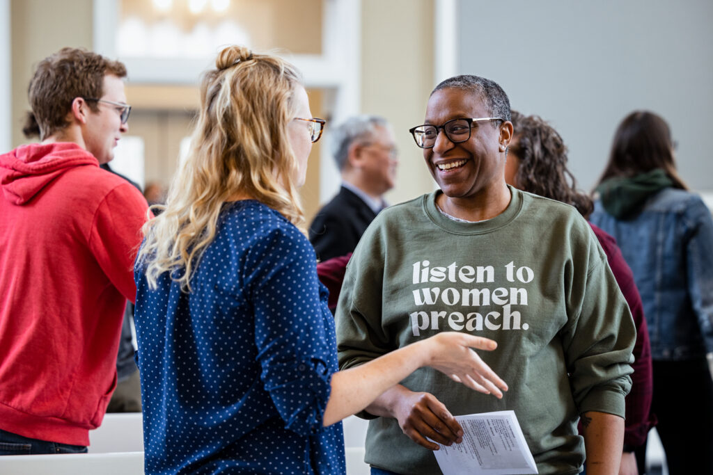 seminary students and faculty in chapel